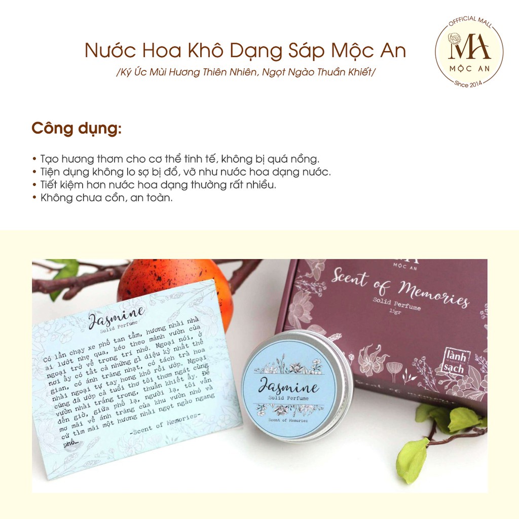 Mô tả Nước Hoa Khô Dạng Sáp Mộc An- Ký Ức Mùi Hương Thiên Nhiên, Ngọt Ngào Thuần Khiết 15g - 5