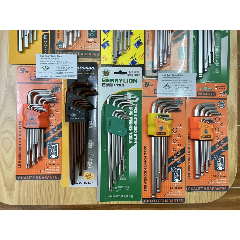 Bộ lục giác hoa thị các loại asaki/ kasaki/ kingtoni/goodman/ crossman/tolsen/berylion/yeti/ top