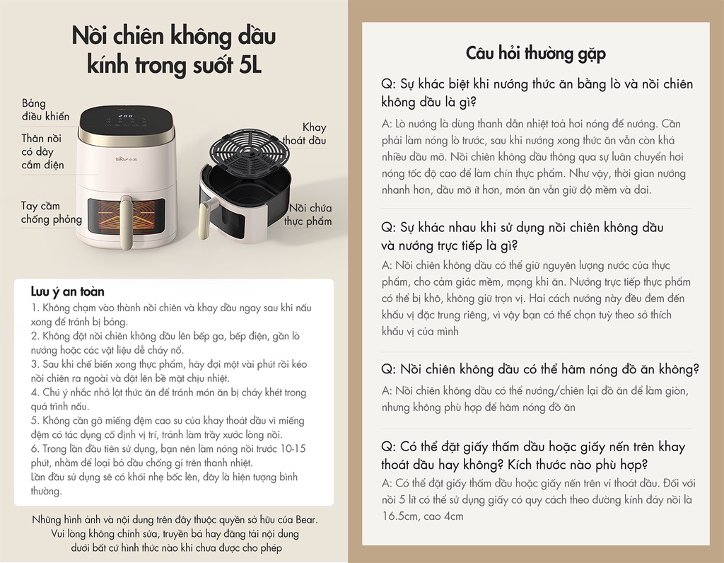 Nồi chiên không dầu Bear QZG-F15E3