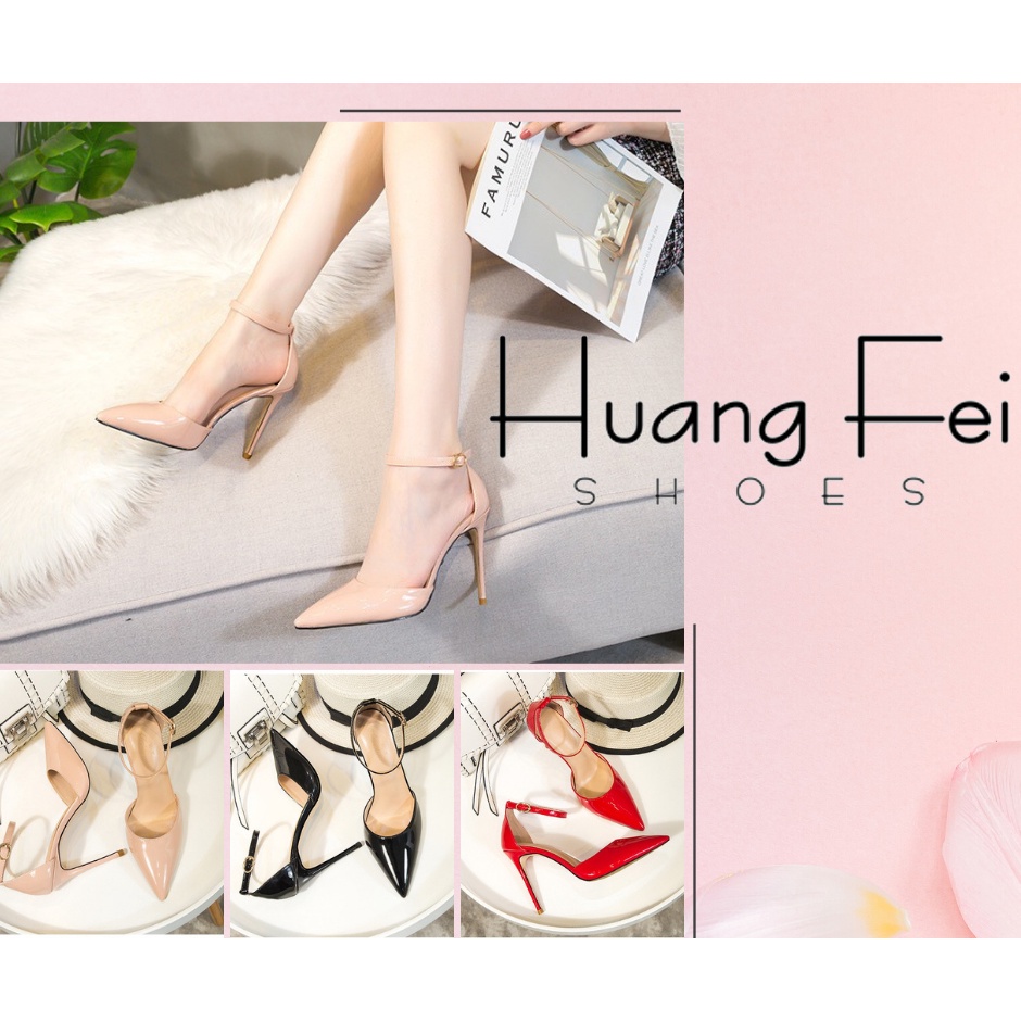 Dal bít mũi gót da bóng sang chảnh HF13 cao 11 phân