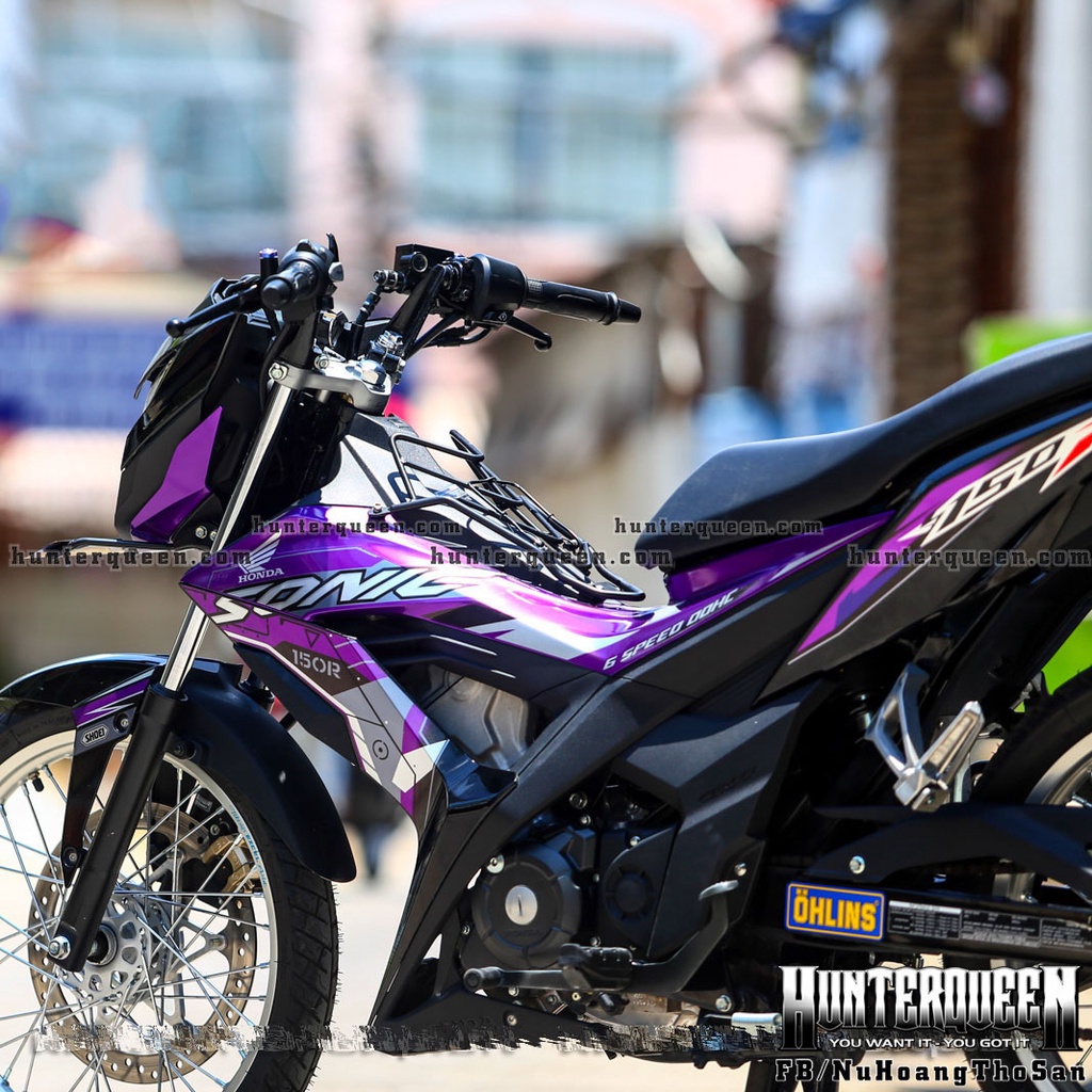 Tem rời cao cấp dán xe Sonic màu đen tím. Mẫu decal 2019, bền màu, bám dính cao. Decal for Motorbike