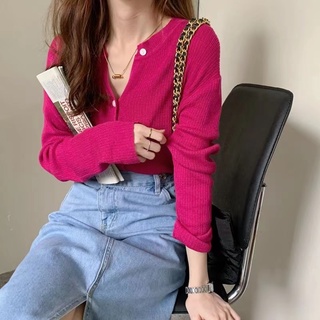 Áo Cardigan Dệt Kim Tay Dài Dáng Ôm Hở Trước Phong Cách Thời Trang Hàn Quốc Dành Cho Nữ