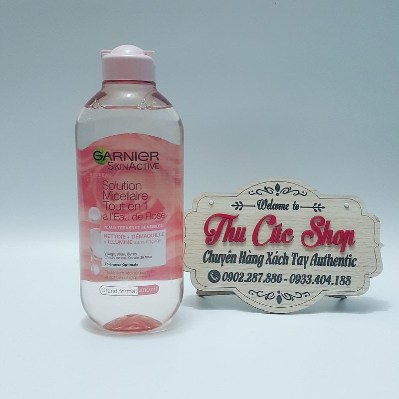 Garnier Skin Active - Solution Micellaire à l'Eau de Rose Tout-En-1 - Peaux  Ternes et Sensibles - Rose - Grand Format 400 ml