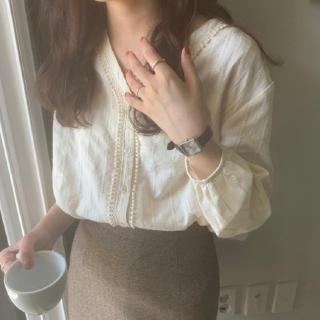 Áo Croptop Tay Dài Cổ Chữ v Ôm Eo Thời Trang Hàn Quốc Cho Nữ