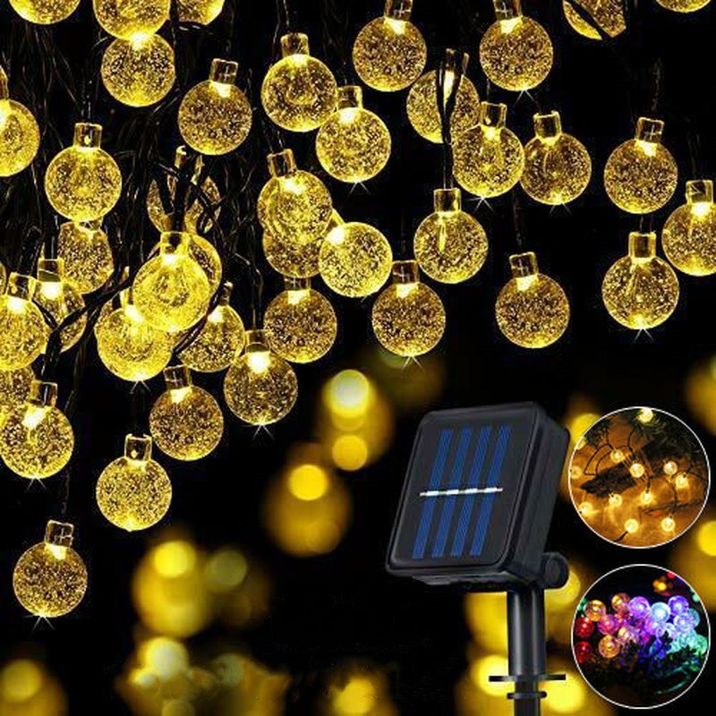 【Chống Nước】Dây LED năng lượng mặt trời Bóng pha lê Đèn，Bóng pha lê năng lượng mặt trời  Sân vườn Giáng sinh