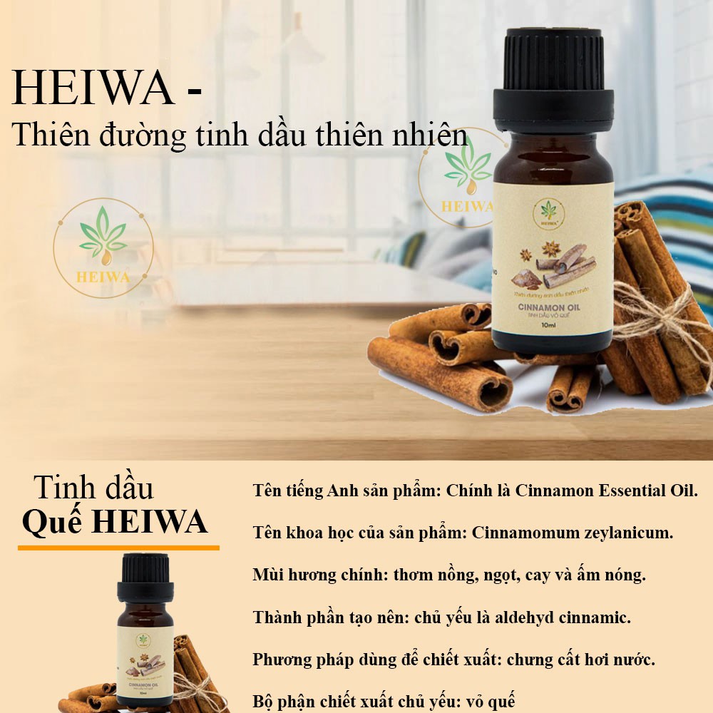 Ảnh Tinh dầu Quế 50ML thương hiệu HEIWA nhập khẩu Ấn Độ có giấy kiểm định đuổi muỗi, thơm phòng khử mùi cực tốt 2