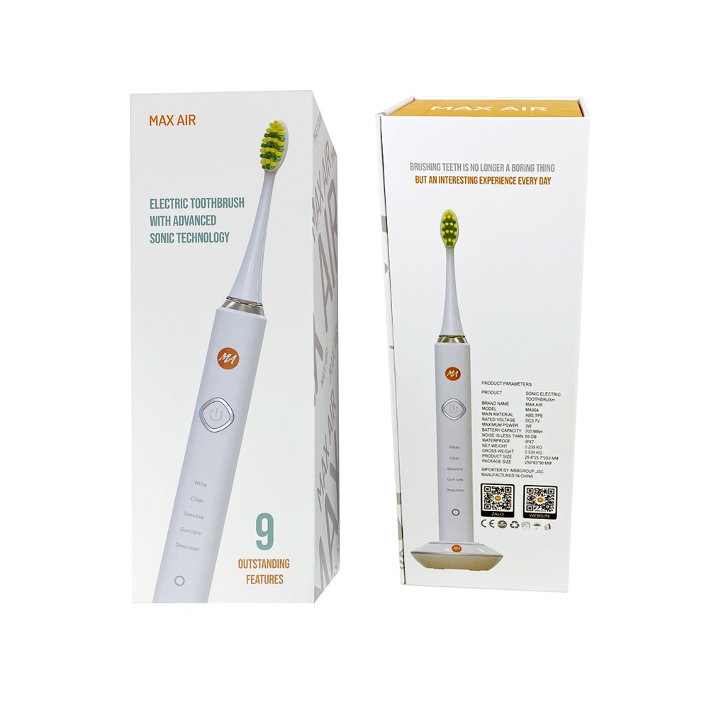 Ảnh Combo 02 bộ bàn chải điện Max Air hàng chính hãng công nghệ sóng âm Sonic, 5 chế độ đánh răng, sạc không dây thông minh 1