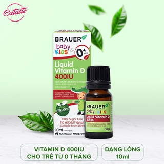 [CHÍNH HÃNG] Siro bổ sung vitamin D Brauer Baby & Kids Liquid 400IU cho trẻ sơ sinh 10ml