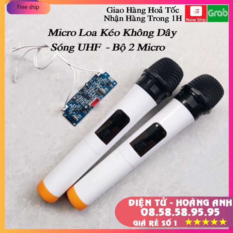 Micro loa kéo Sóng UHF - Bộ 2 micro cho loa kéo trắng bo mạch rời ...