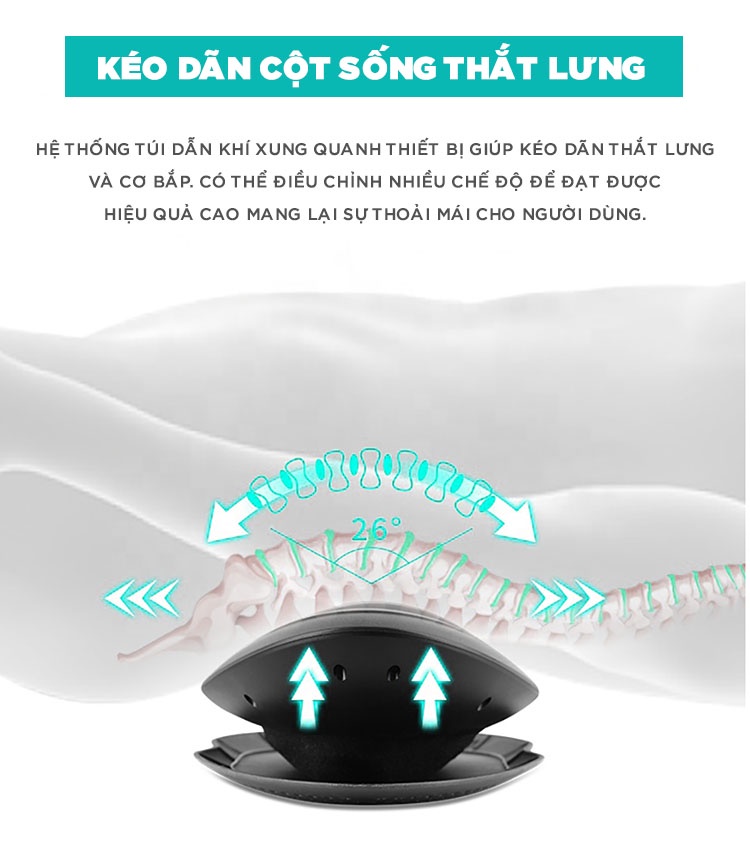 Mô tả Máy Massage Trị Liệu Lưng Cao Cấp KINGTECH KB-920 - Kéo Giãn Giúp Giảm Đau Thắt Lưng, Thoát Vị Đĩa Đệm, Vẹo Cột Sống - 4