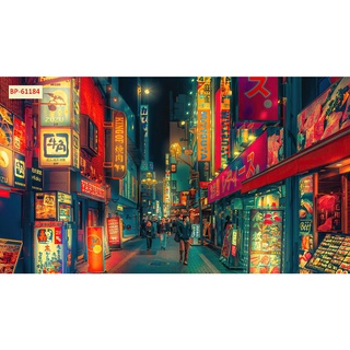 Tranh dán tường Trang Trí Cửa Hàng cao cấp đường phố Tokyo – Nhật Bản chống nước, không phai