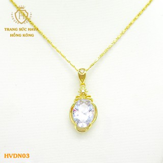Dây Chuyền, Vòng Cổ Nữ Mặt Đính Đá Trắng Xi Mạ Vàng Non Cao Cấp - Trang Sức Hava Hong Kong - HVDN03