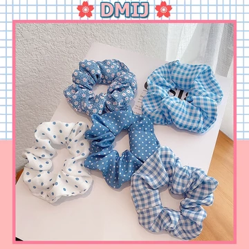 Fabric Blue Hair Tie Scrunchies