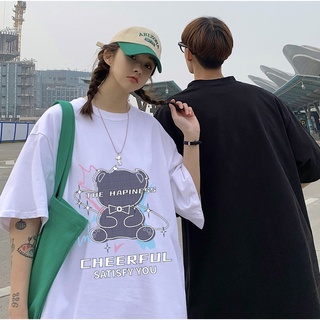 Áo phông tay lỡ dáng rộng hình gấu cute cặp đôi nam nữ free size