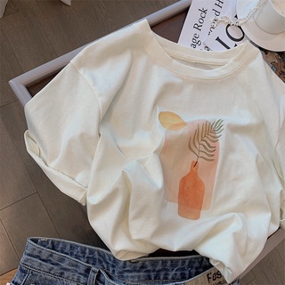 Áo thun HIIXIIVI 100% cotton tay ngắn cổ tròn in hình thời trang mùa hè phong cách Hàn Quốc cho nữ 2022