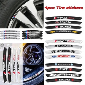 Bộ 4 Miếng Dán Trang Trí Bánh Xe Hơi Honda Toyota Nissan BMW VW FIAT Benz TRD