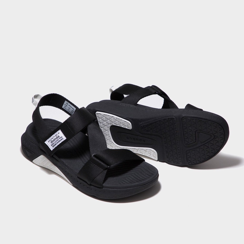 Ảnh Sandals Shondo F7 Racing đế đen phối trắng quai đen F7R1010 1