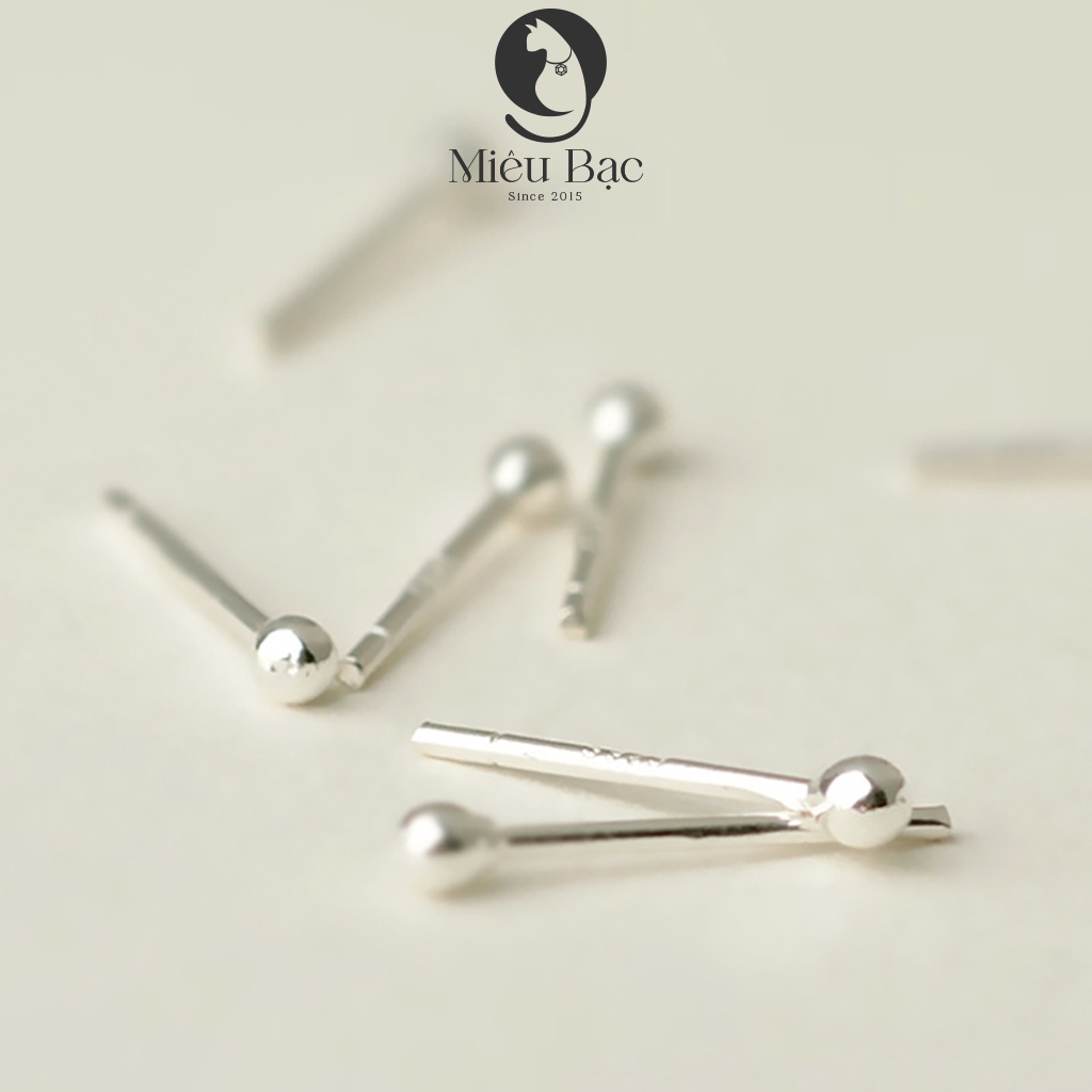 Mô tả Bông tai bạc nữ bi tròn unisex Miêu Bạc khuyên tai nam nữ bi chất liệu bạc S925 thời trang phụ kiện trang sức B000061 - 6