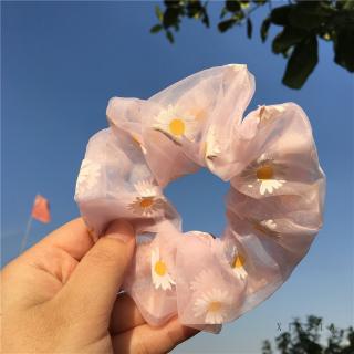 🌺xinyia🌺Cột tóc vải scrunchues chấm bi kẻ loang hoa cúc nhiều màu 2024