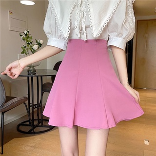 Chân Váy Chữ a Lưng Cao Xếp Ly Màu Hồng Thời Trang Phong Cách Mới Cho Nữ