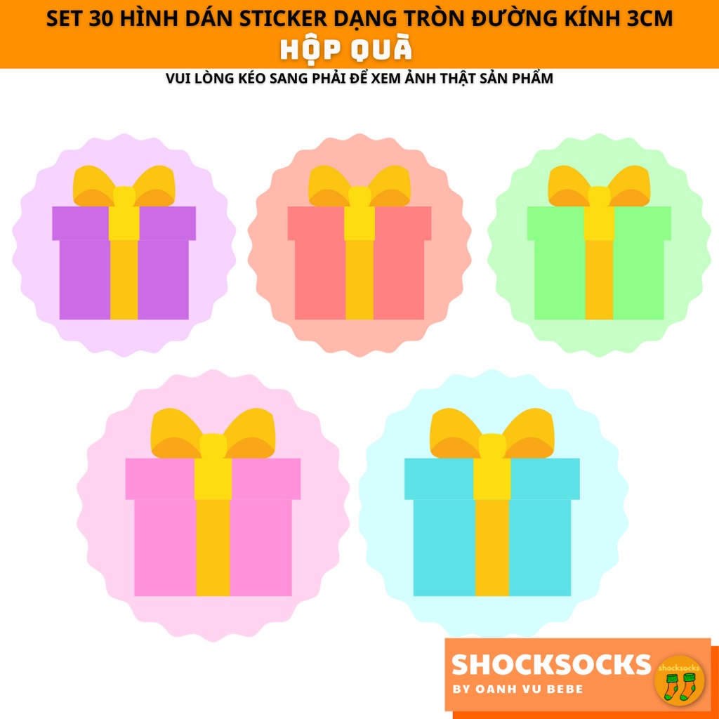 🔥30 miếng dán stickers hình HỘP QUÀ 5 MÀU 🔥 | Shopee Việt Nam