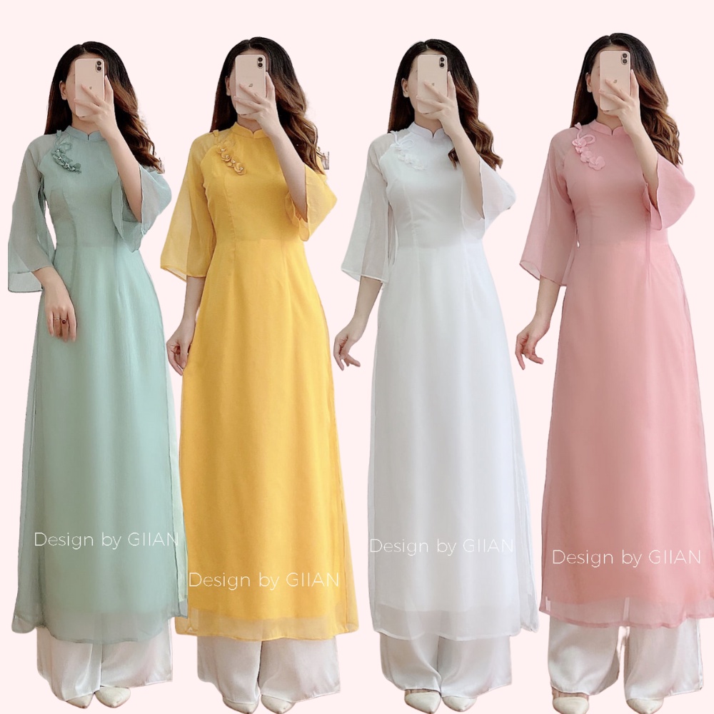 Áo Dài Voan tơ thiết bế . vải voan mềm may 4 tà hoa ĐẸP ANH THƯ | Shopee  Việt Nam
