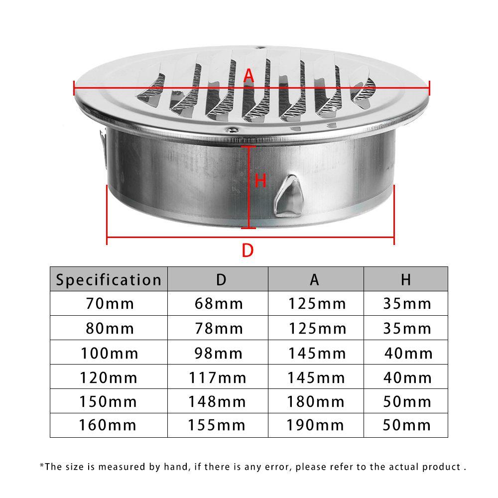 ITRUMPET Lỗ thông hơi treo tường bên ngoài Kích thước khác nhau Vỏ lỗ thông hơi bằng thép không gỉ tròn