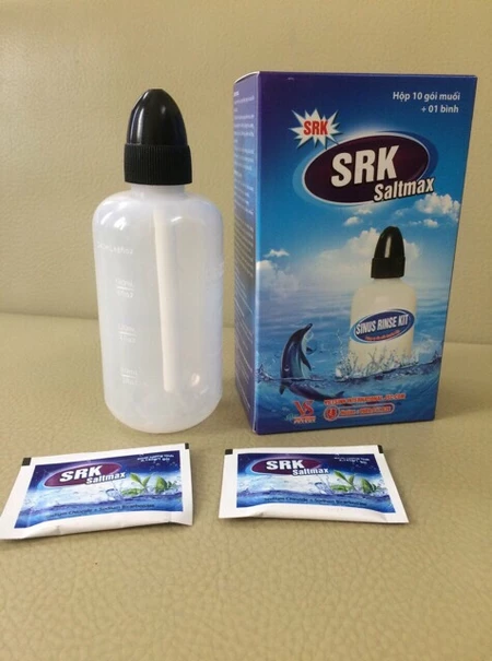 Bình rửa mũi SRK SALTMAX (Hộp 10 gói x 2,145g+ chai nhựa 240ml)