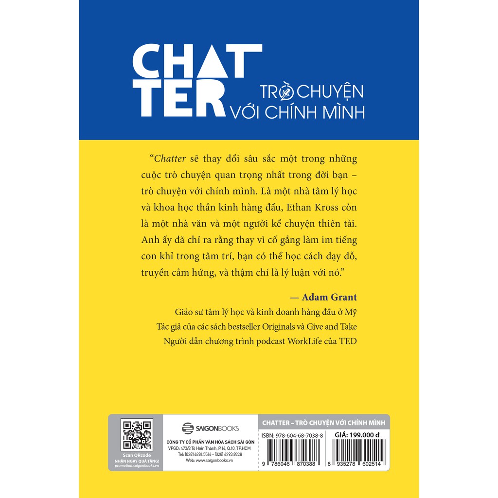 Sách - Chatter - Trò Chuyện Với Chính Mình: Tiếng Nói Nội Tâm Quyết Định Cuộc Đời Bạn - Ethan Kross