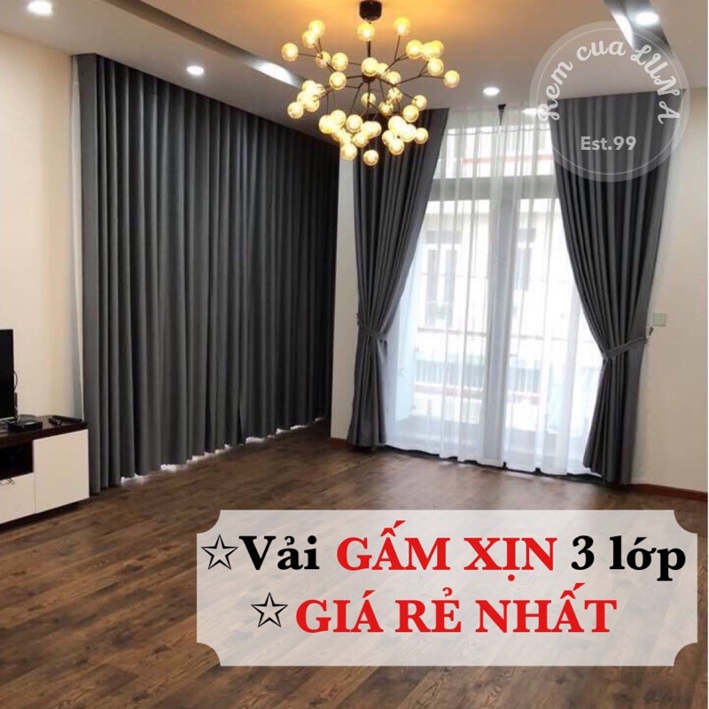 [VÔ ĐỊCH SALE] Rèm Gấm dệt 3 lớp Cao Cấp – Rèm cửa size LỚN – Chống nắng 95%, decor Trang Trí nhà