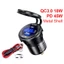 Cục Sạc Nhanh 45W PD Type-C QC3.0 USB 12 / 24V Có Công Tắc Vôn Kế Bằng Kim Loại Cho Xe Hơi / Xe Tải / Xe
