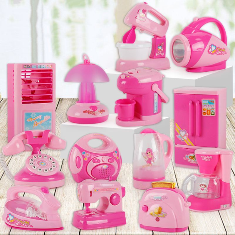 Children Kid Boy Girl Mini Kitchen Electrical Appliance Hair Dryer Toy Set Early
