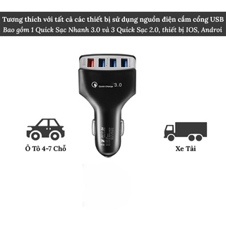Tẩu Sạc Ô Tô 4 Cổng USB (Có 1 Cổng Quick Sạc Nhanh 3.0)