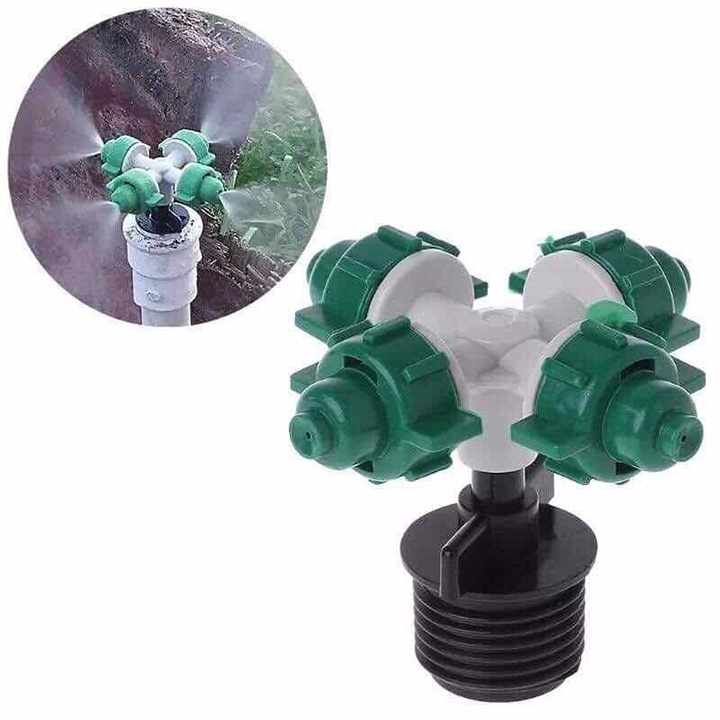 50 bộ béc tưới phun sương 4 hướng xanh kèm chân nối ren ngoài 21mm (tùy chọn van chống rỉ nước)