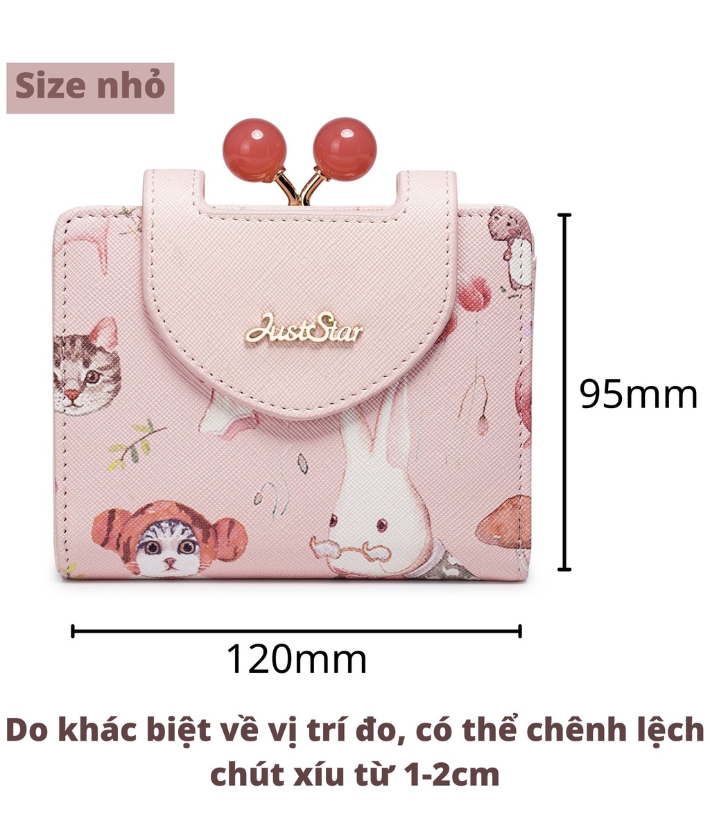 Mô tả Ví nữ mini cute Just Star đẹp dễ thương ngắn dài thỏ cherry hồng nhiều ngăn đựng tiền thẻ ViAnh Store 070355 070354 - 1