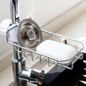 Giá để đồ inox cài cạnh vòi nước rửa bát nhà tắm