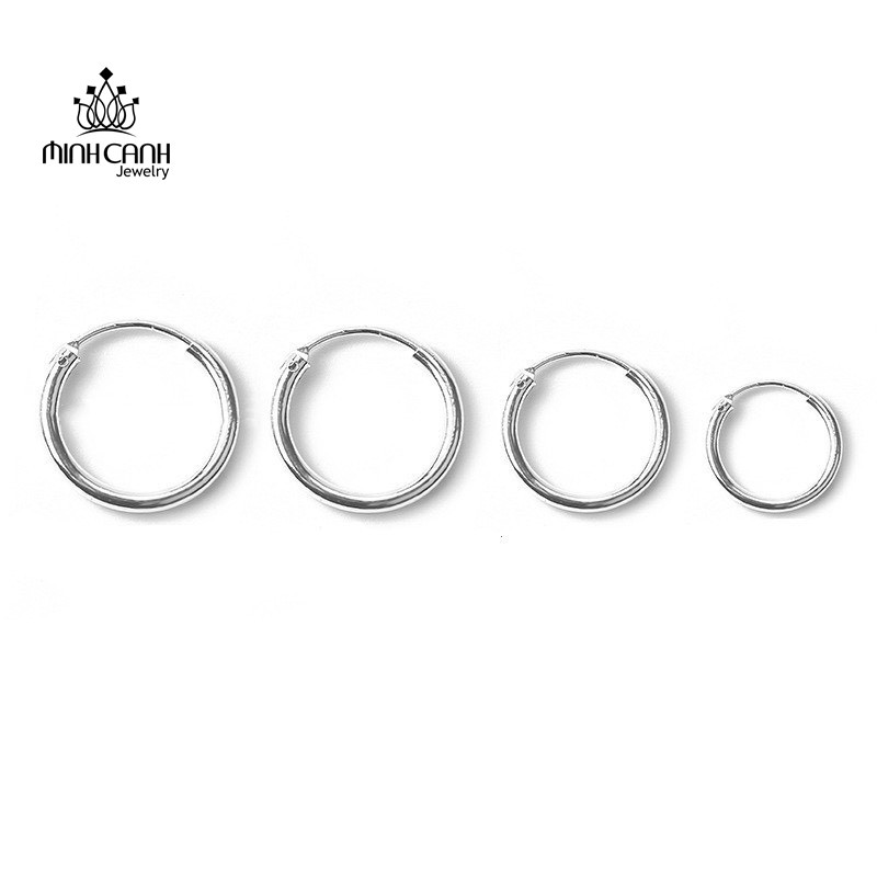 Ảnh Khuyên Tai Bạc Tròn Trơn Basic Nhiều Size 12 mm 14mm 16mm 18mm 20mm - Minh Canh Jewelry 2