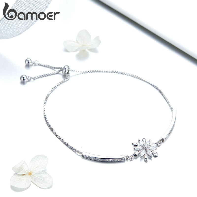 Vòng Tay Bamoer Bông Tuyết Vòng Tay Cubic Zircon Có Thể Điều Chỉnh Trang Sức Cho Nữ Quà Tặng