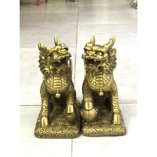 Kỳ lân đế vuông vật phẩm phong thuỷ bằng đồng