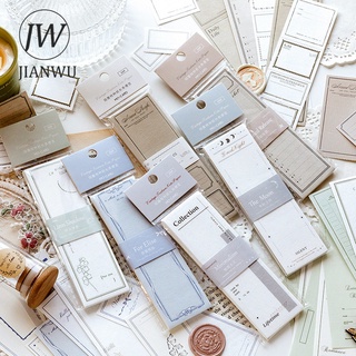 Jianwu 30 Chiếc Retro Dải Dài Tin Nhắn Memo Pad Đơn Giản Chống Dính DIY Tạp Chí Trang Trí Có Thể Ghi Chú Giấy Văn Phòng Phẩm