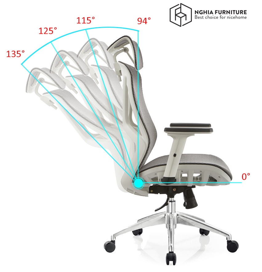 Ghế công thái học Spider 01 - Ngả lưng 135 độ