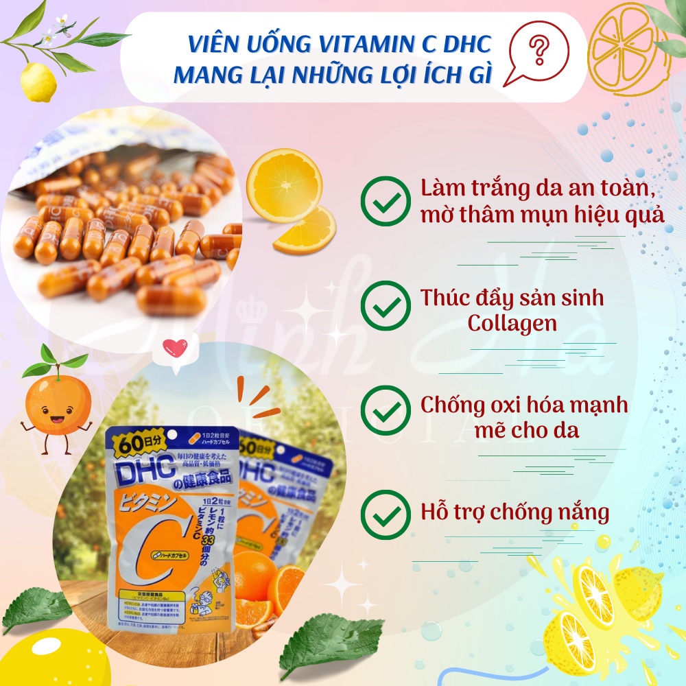 Ảnh Viên uống Vitamin C DHC Nhật Bản gói 60 viên / 180 viên hỗ trợ sáng da, giảm vết thâm và tăng cường sức đề kháng 2
