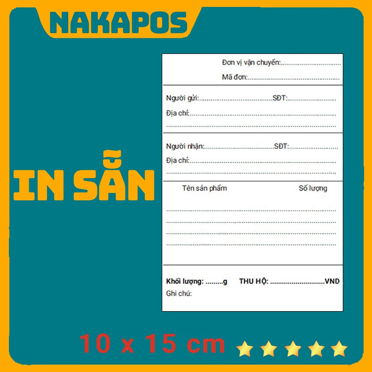100 Tem Vận Chuyển In Sẵn Theo Nhu Cầu Khách Hàng Khổ Decal 11 x 15 cm (4x6 inch)