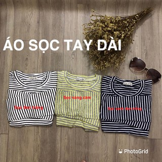 áo thun gân tay dài sọc