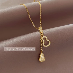 Dây chuyền titan nữ không gỉ vòng cổ titan mặt hồ lô độc đáo phong cách trẻ trung thanh lịch trang sức titan mẫu mới nhất 2023