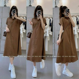 Váy ( Đầm) sơ mi đũi gân dáng dài có váy 2s đi kèm