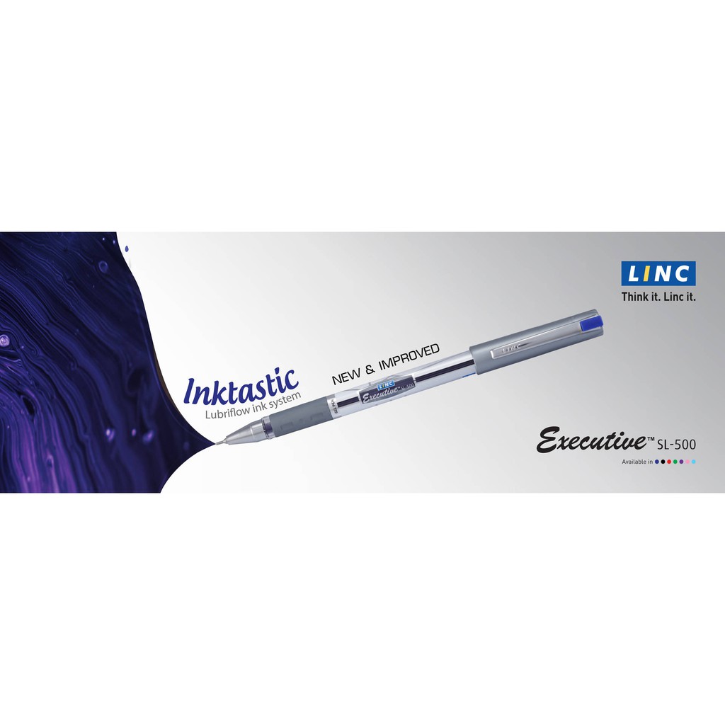 [Mực đen]Hộp 10 cây gel LINC Executive SL-500  - Ngòi 0.55mm, viết siêu trơn.