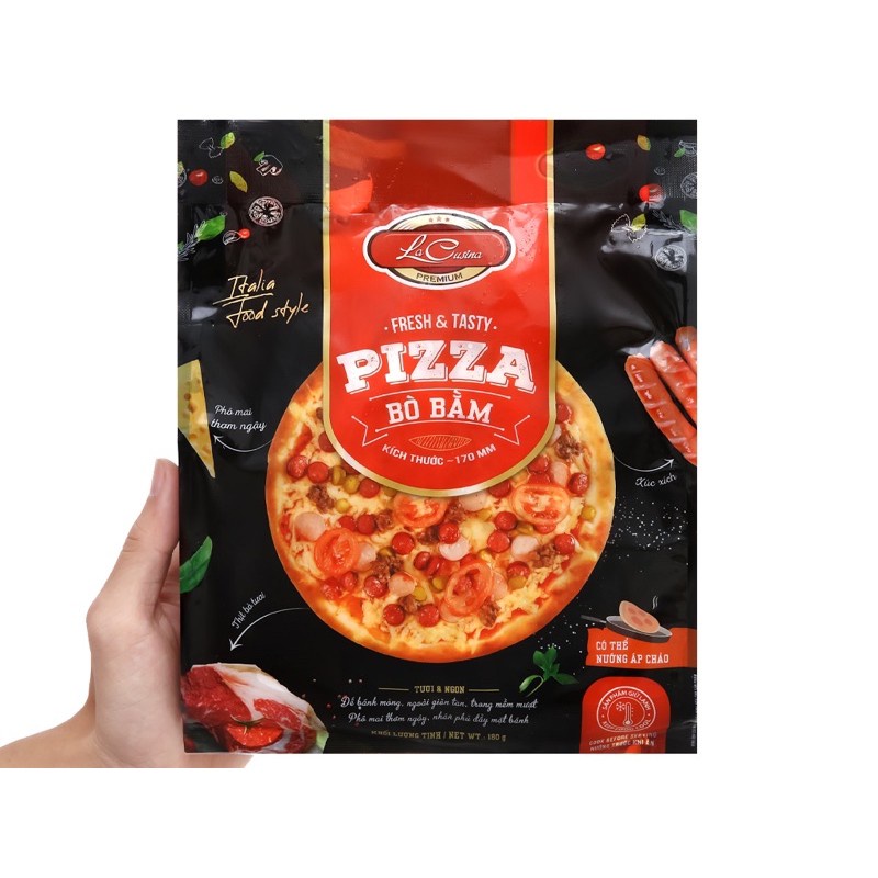 [Q7] Pizza hải sản/Xúc Xích/Bò Bằm Lacusina 180g nuongfood Shopee
