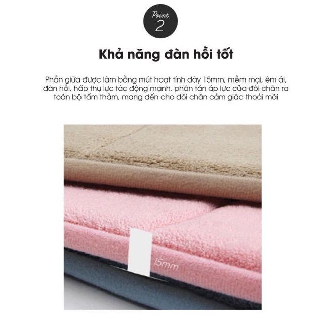 Thảm chùi chân Lock&Lock Memory Foam Basic MAT510 MAT511 có gân 4 màu - K-MALL