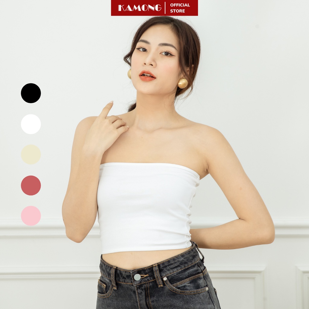 Ảnh Áo ống quây ngực KAMONG không mút chất liệu thun cotton 100% co dãn nhiều màu, nhiều size A143 1